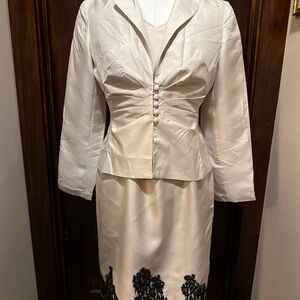 Elegant Cream with black lace Dress Suit